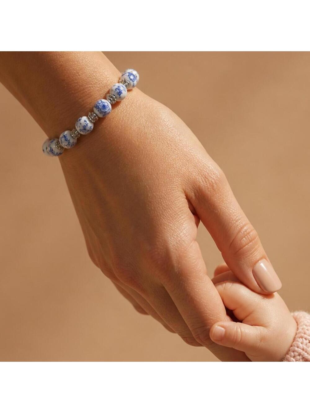 French-Inspired Blue Porcelain w/ Spacers Bracelet | Handcrafted Artisan Jewelry